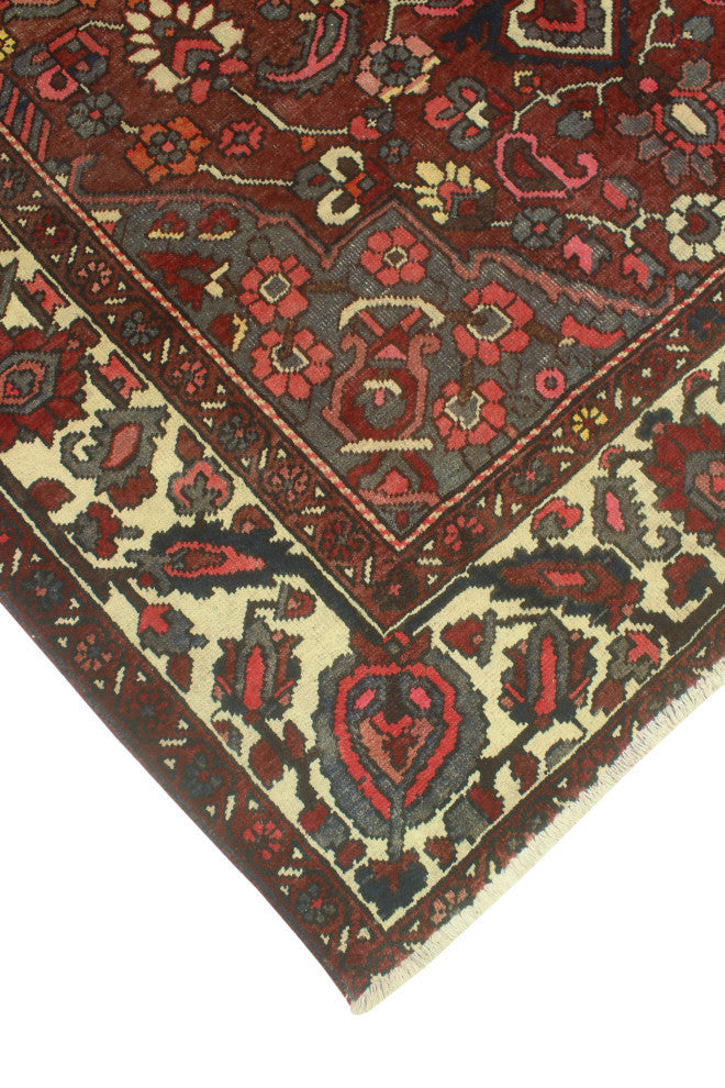 Fine Vintage Distressed Batula Burgundy/Ivory Rug, 6'9x10'4