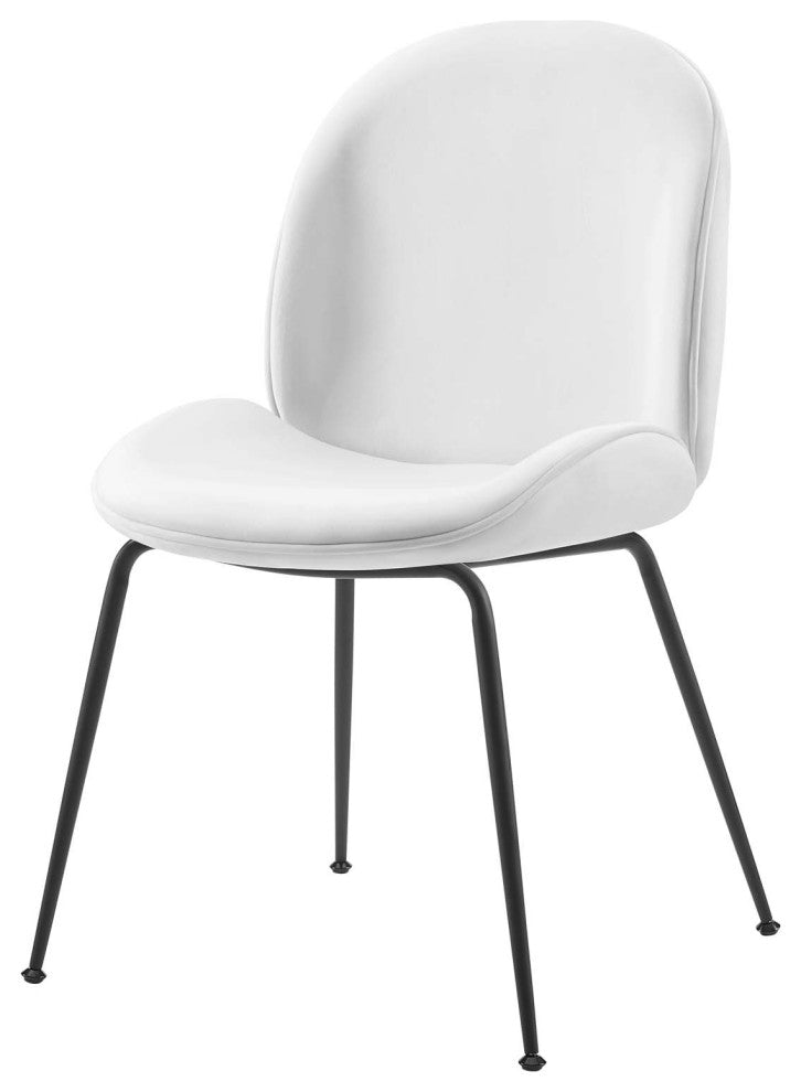 Side Dining Chair, Set of 2, Velvet, Metal, White, Modern, Bistro Restaurant