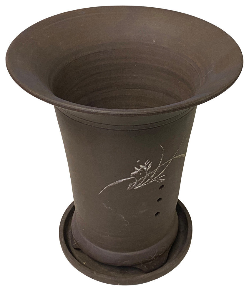 Chinese Ceramic Clay Brown Vase Shape Flower Planter Hws1340