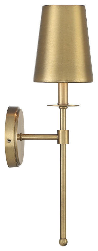 1-Light Wall Sconce, Matte Black, Natural Brass