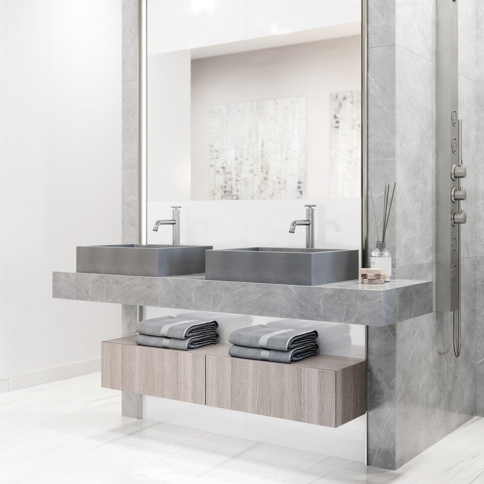 VIGO Coca 19"L x 15"W x 5"H Concreto Stone Rectangular Bathroom Vessel Sink