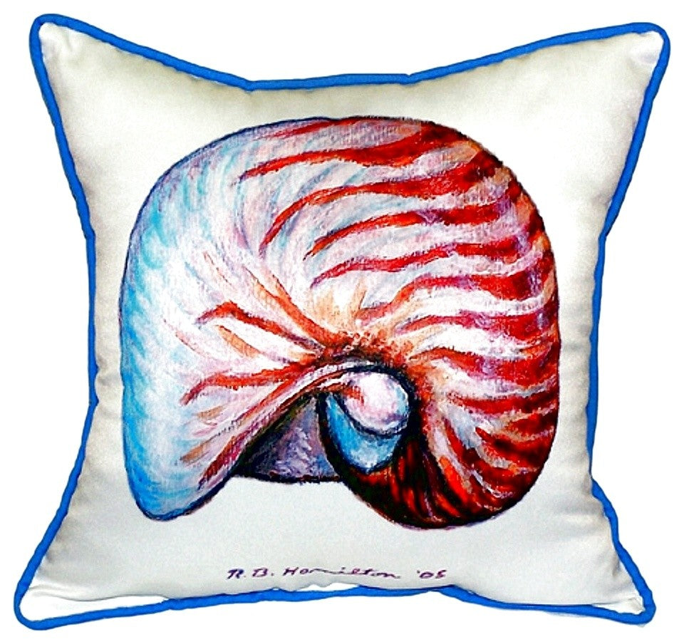 Betsy Drake Nautilus Shell Small Indoor/Outdoor Pillow 12x12