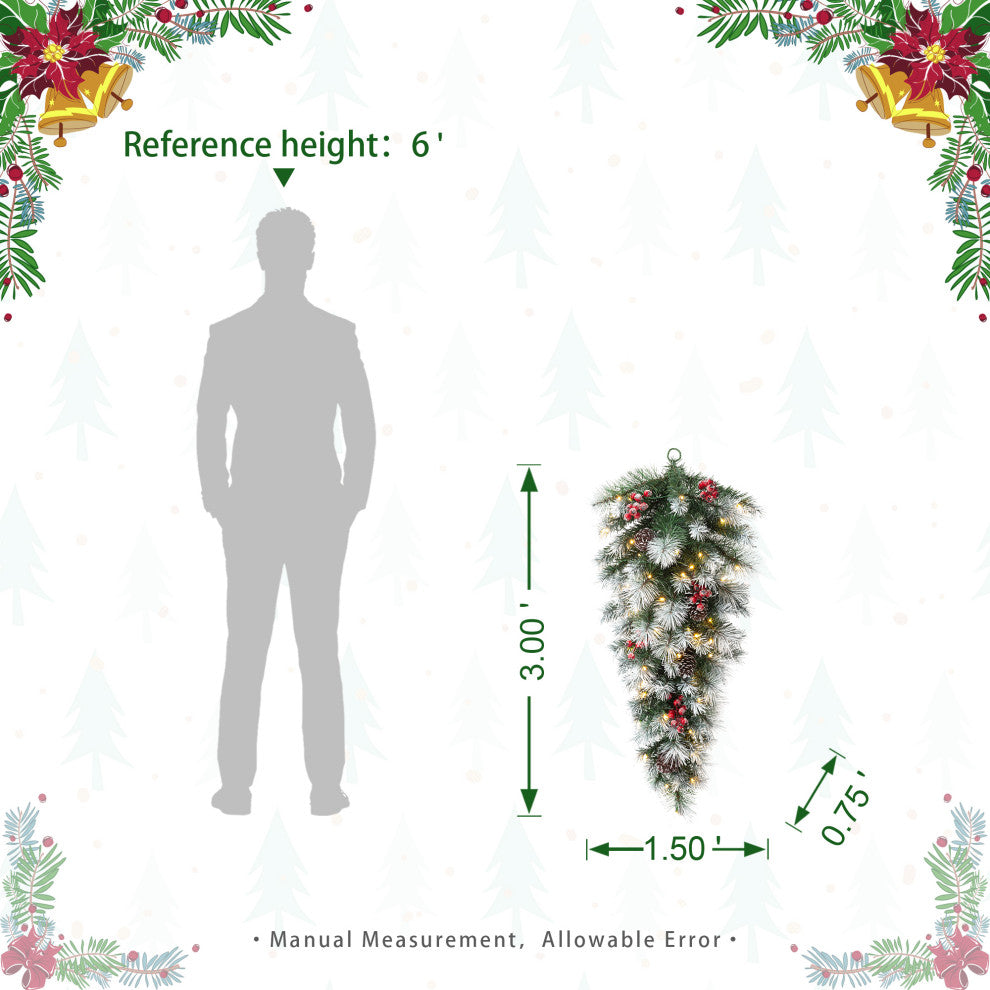 3' Pre-Lit Christmas Teardrop Swag