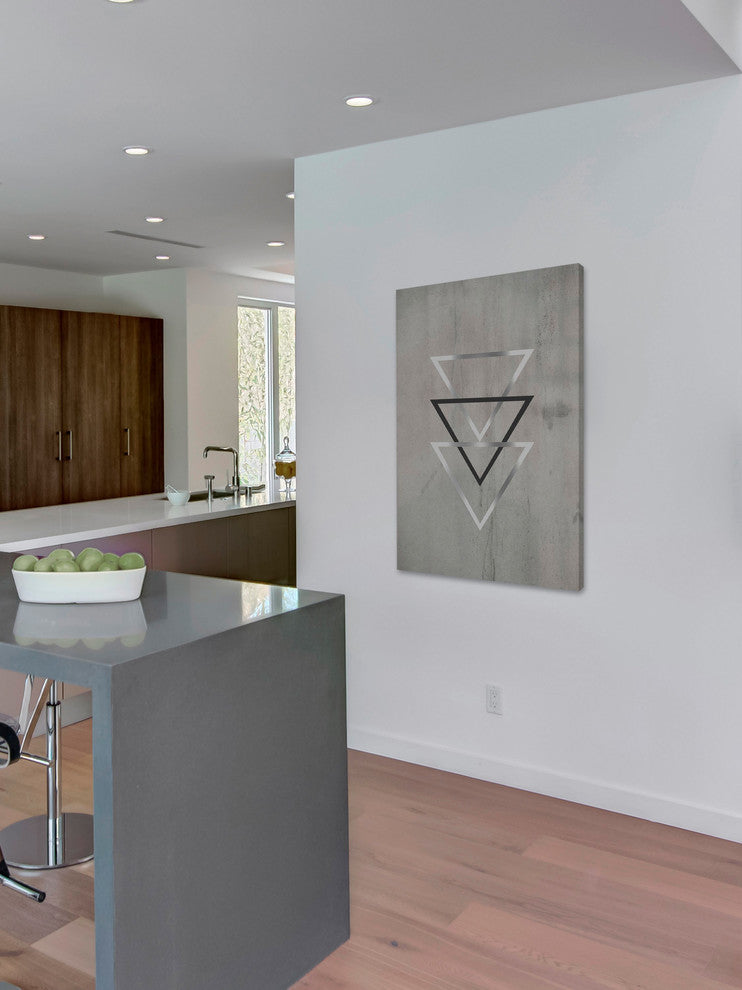 "Silver Triangles" Painting Print on Wrapped Canvas, 24"x36"