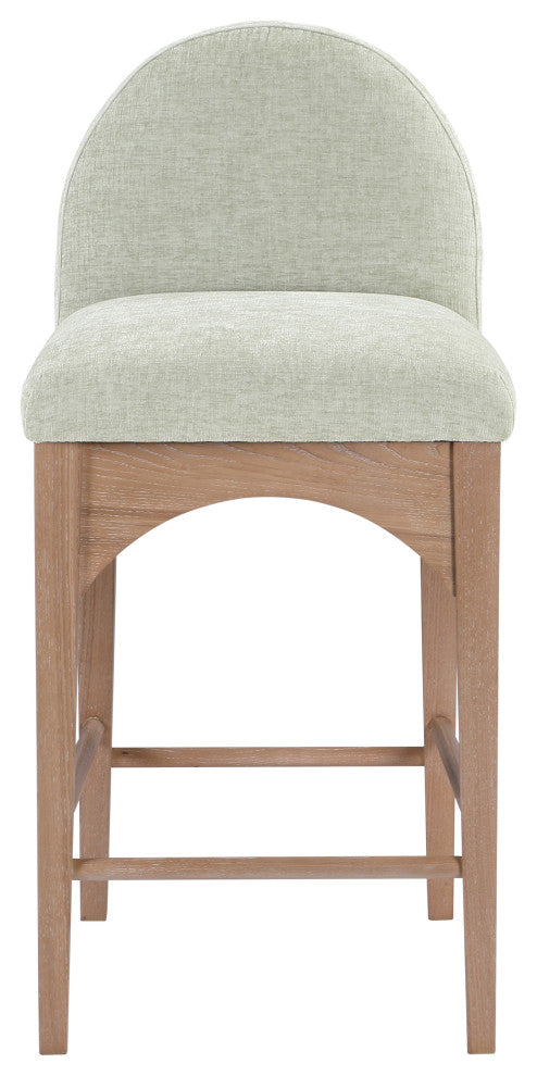 Waldorf Chenille Upholstered Stool, Black, Chenille, Natural Finish, Mint, Chenille Fabric, Natural Finish