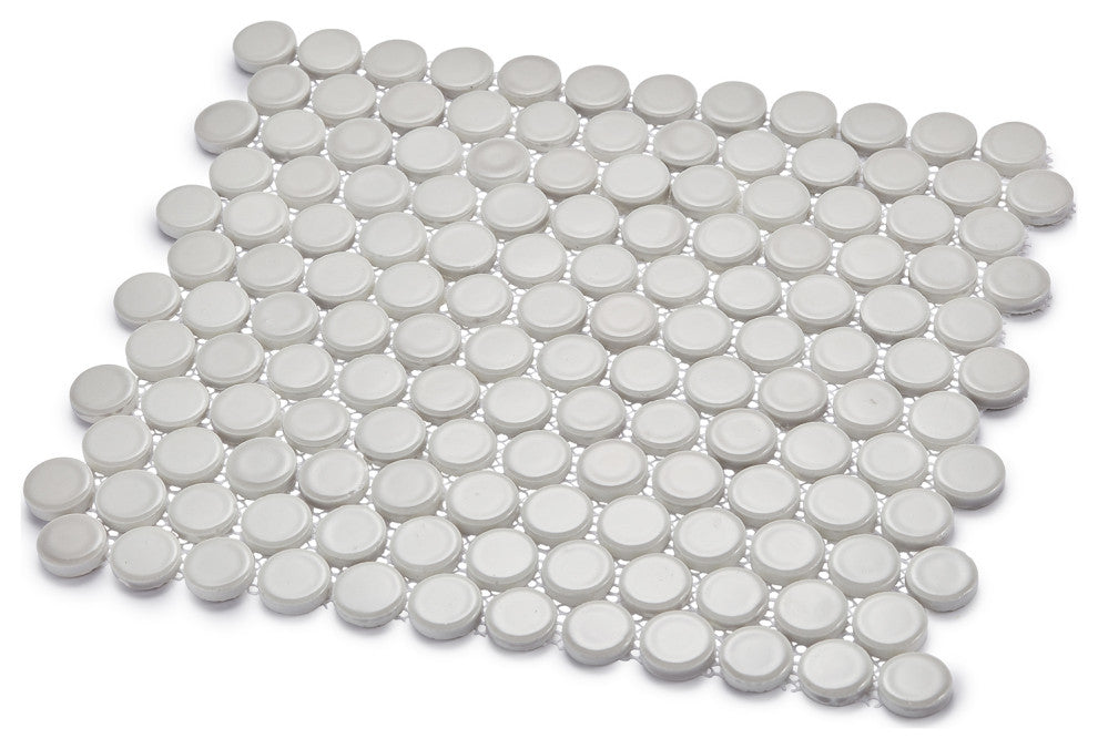 Huelva 12.68x11.02, Gray Glass Penny Mosaic Floor/Wall Tile, Box of 11