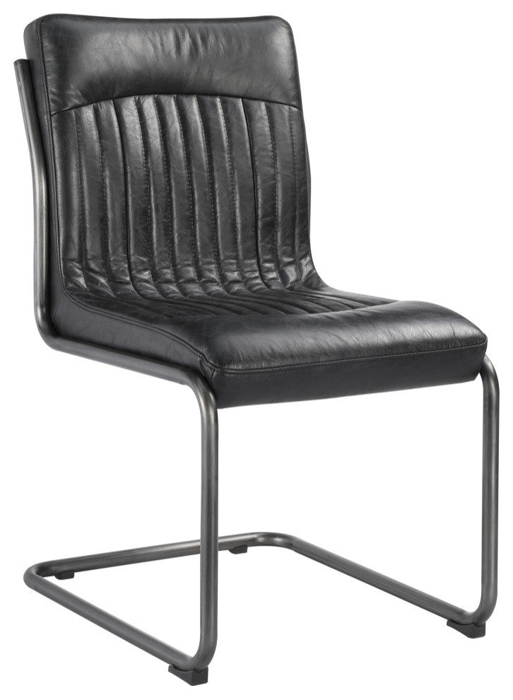Ansel Dining Chair Onyx Black Leather, Set of 2