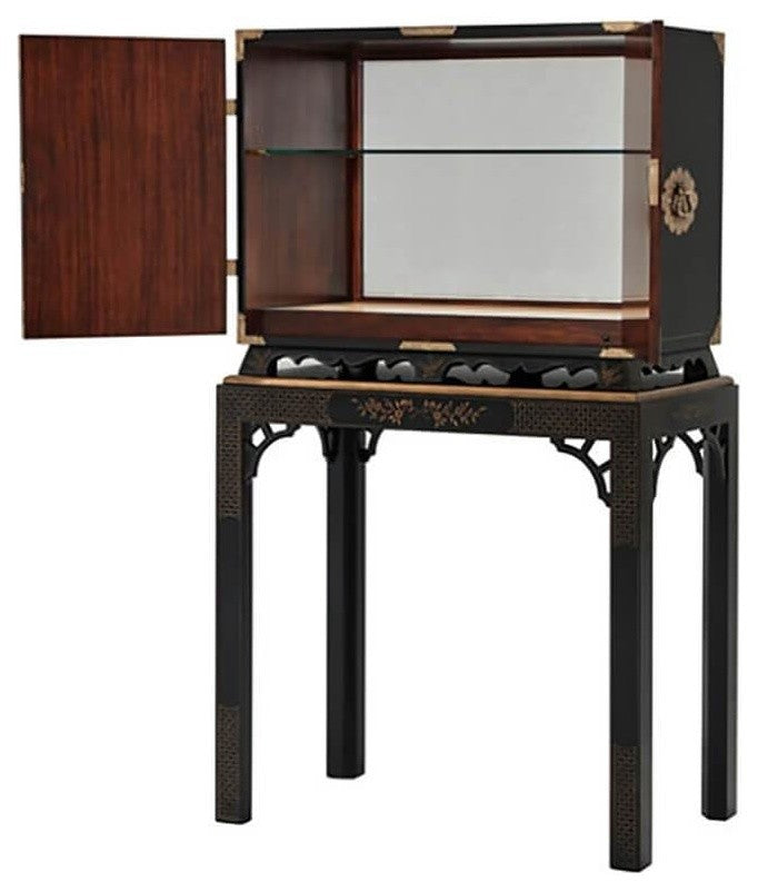 Hand Painted Peacock Bar Cabinet
