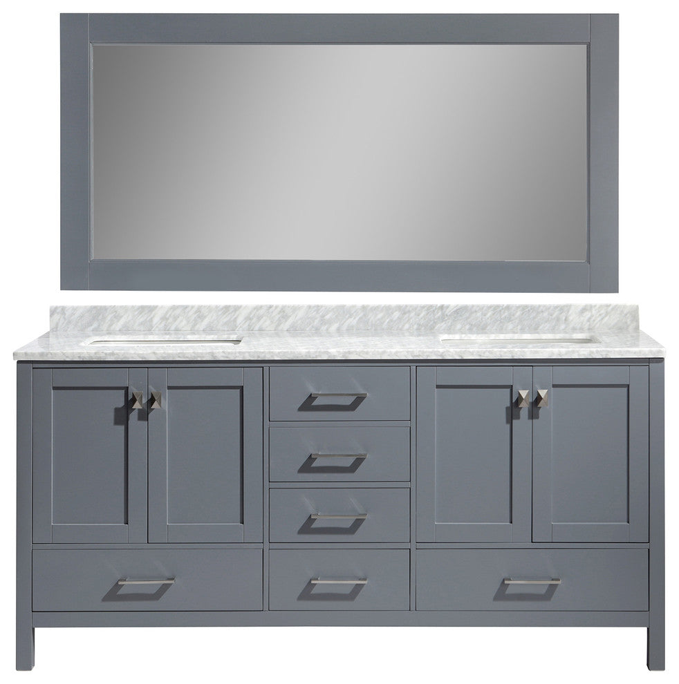 London 72" Double Sink Vanity Set, Gray Finish