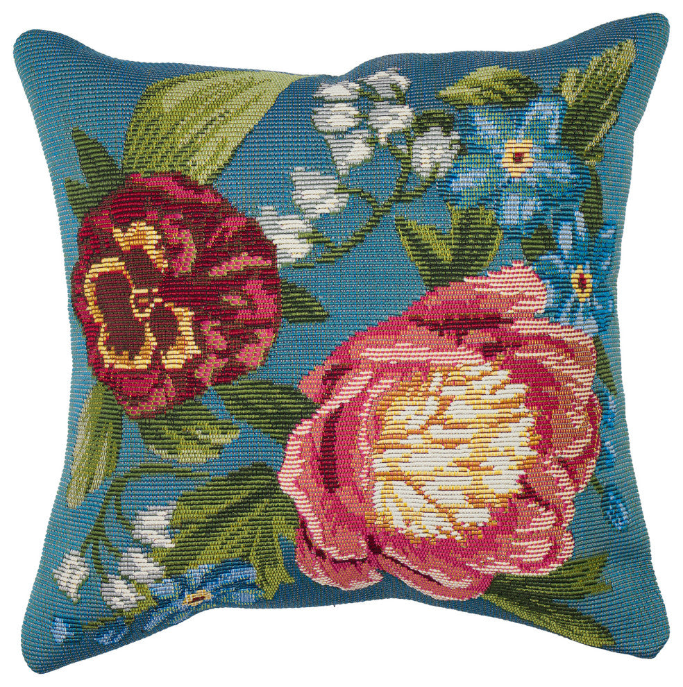 Marina Secret Garden Indoor/Outdoor Pillow Aqua 18"x18"