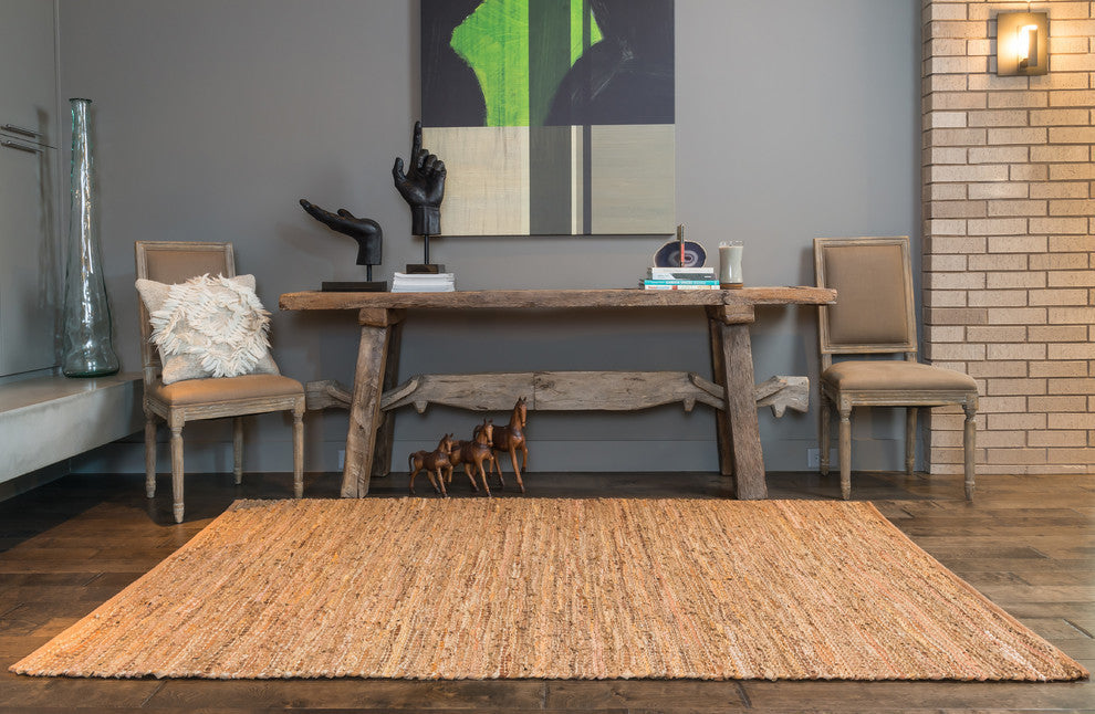 Natural Leather & Jute, Edge Area Rug, Tan, 5'x7'6"