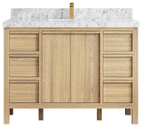 Elizabeth Oak 48" Single Sink Vanity, White 2" Carrara Marble