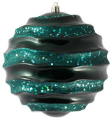 Vickerman Stripe Candy Glitter Wave Ball Christmas Ornament