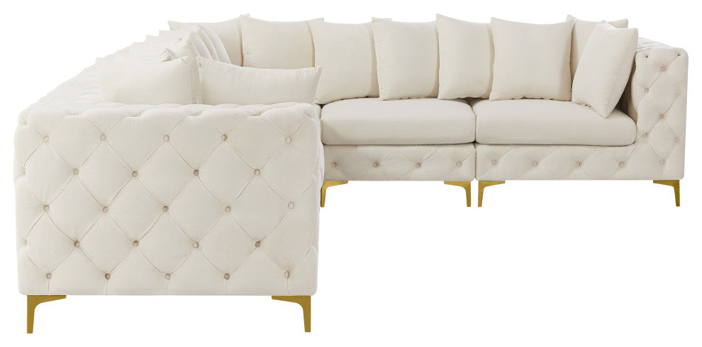 Tremblay Modular Sectional, Cream, L-Shaped, 6-Piece: Armless (3), Corner (3)