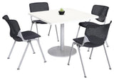 KFI 36" Square Dining Table - White Top - Kool Chairs - Black