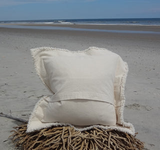 Coastal Starfish Throw Pillow, White on Ivory