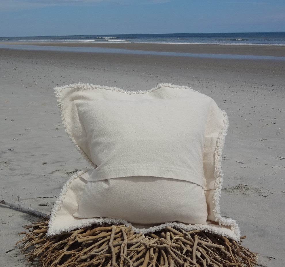 Coastal Starfish Throw Pillow, White on Ivory
