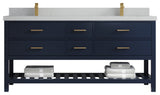 Parker 72 Double Sink Bath Vanity in Navy Blue  2" Carrara Quartz