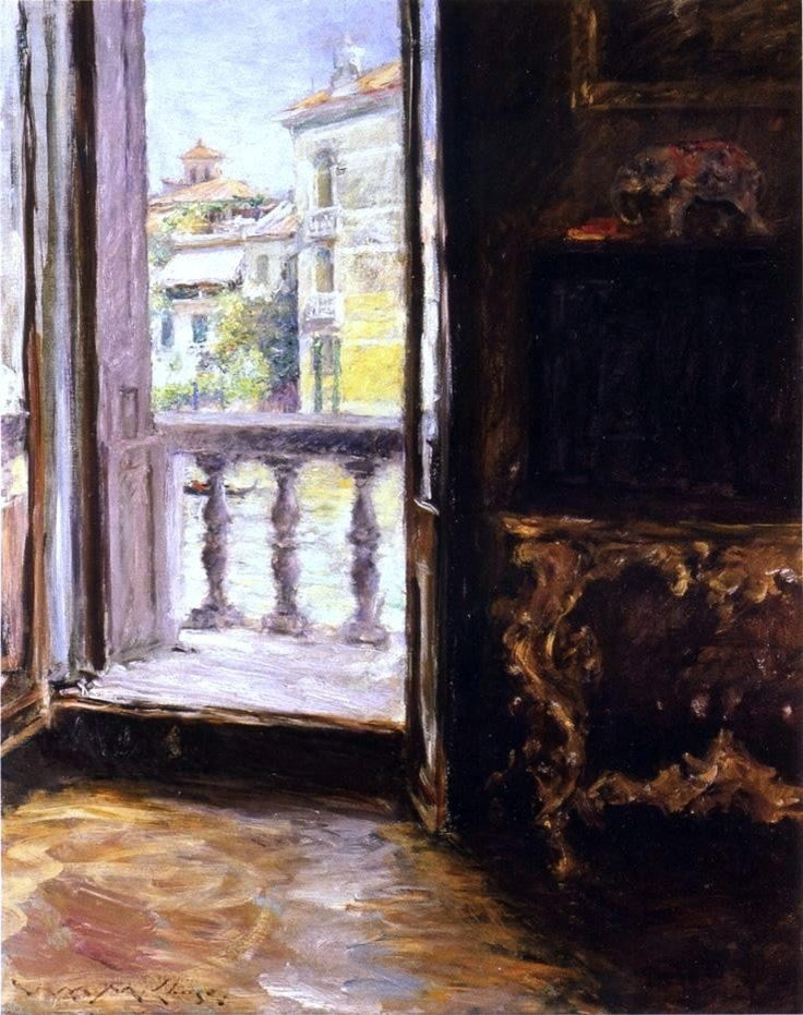 William Merritt Chase A Venetian Balcony, 20"x25" Gallery Wrapped Canvas