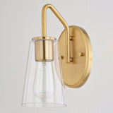 Beverly 1 Light Gold Muted Brass Bathroom Vanity Wall Sconce Fixture Clear Glass
