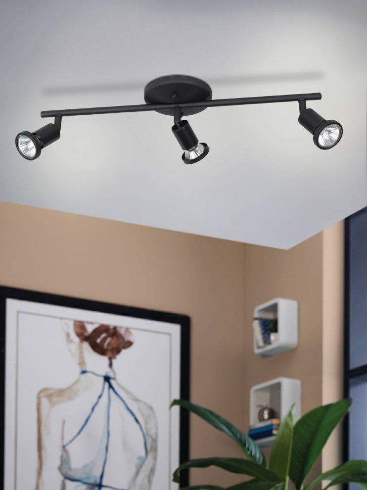 Tremendo 3 Light Fixed Track Light, Structured Black Finish