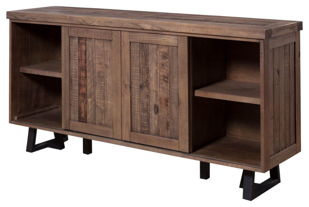 Prairie Sideboard With Wine Holder, Natural/Black