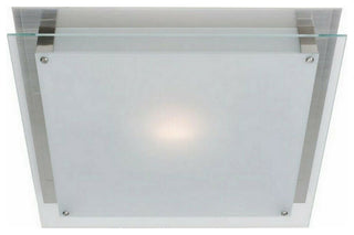 Vision Brushed Steel Frosted Glass Square Flush Mount Ceiling/Wall Light