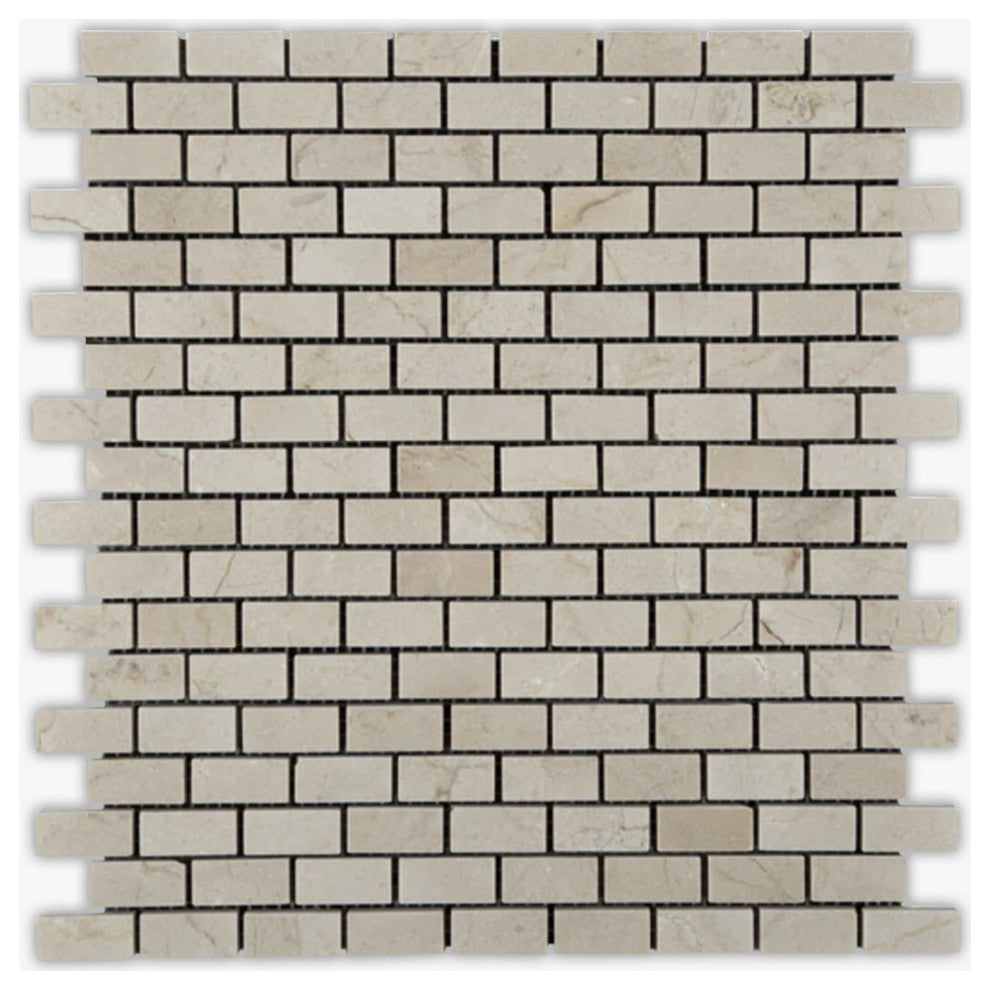Crema Marfil Polished 1x2 Brick Marble Mosaic