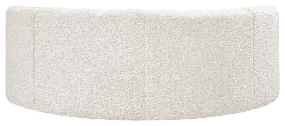 Arc Boucle Fabric Upholstered 4-Pc. Inward Curved Modular Sectional, Cream