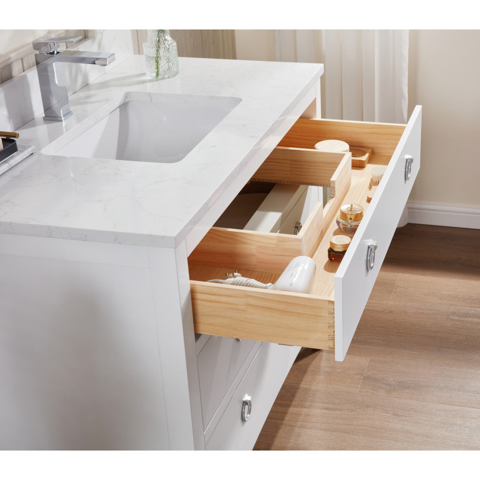 Legion Furniture WS2518 Series Bathroom Sink Vanity, White, 42", Artificial Stone Top, Single Sink