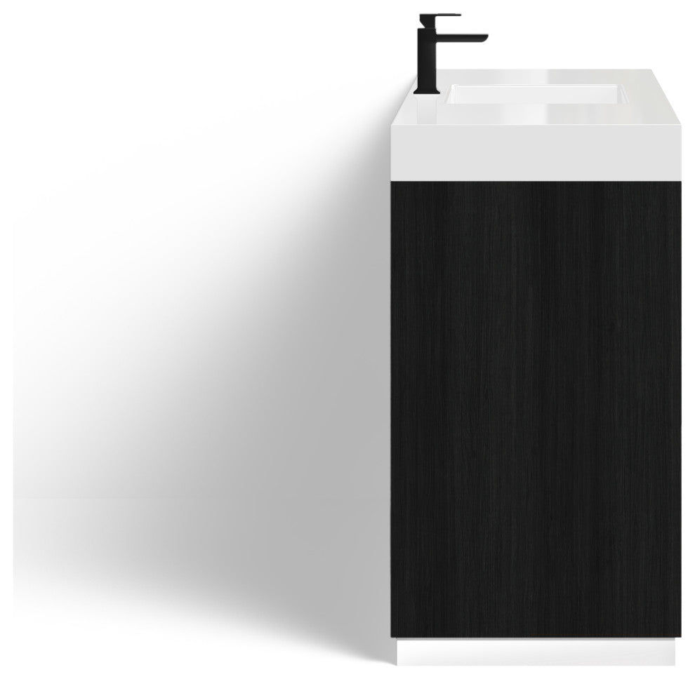 Boutique Bath Vanity, Black, 60", Single Sink, Freestanding