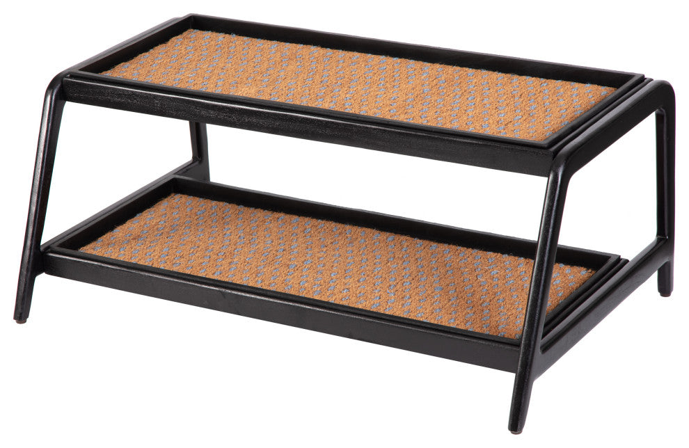 Double-Tier Black Stand With 3-Pair Rubber Boot Trays My Blue Heaven
