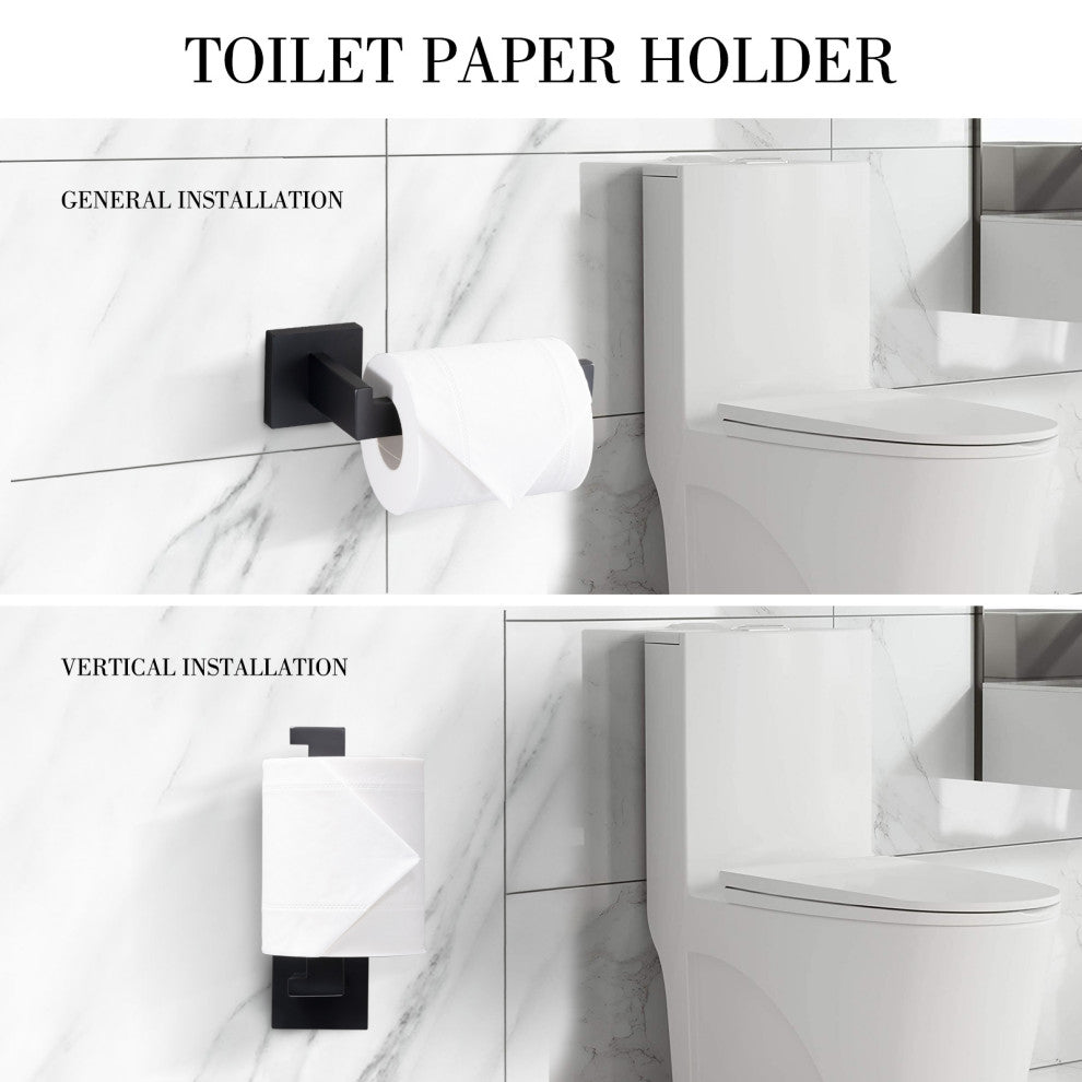 5-Piece Decorative Bathroom Hardware Set , Matte Black
