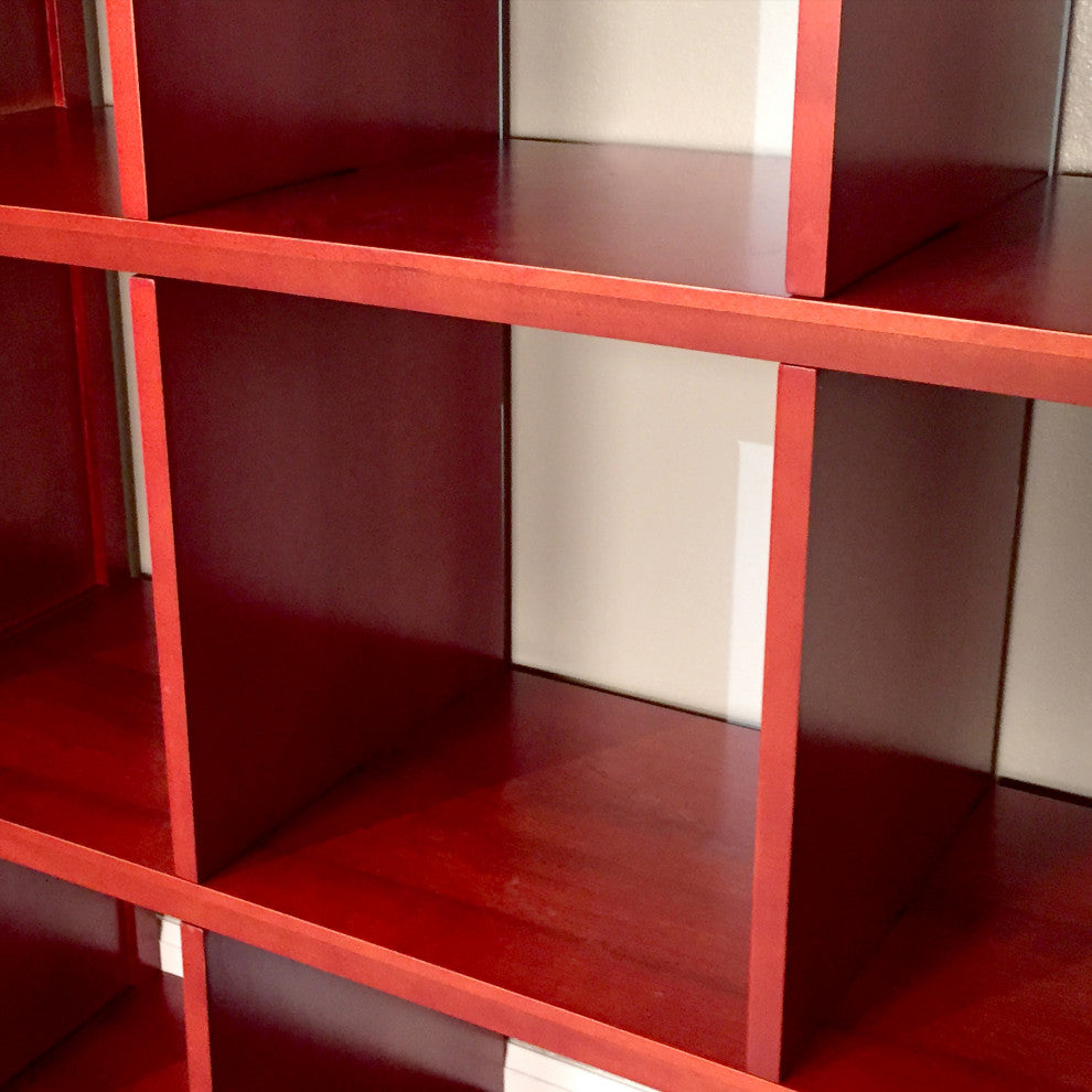 Solid Wood 9 Cube Storage Organizer, Red Mahogany