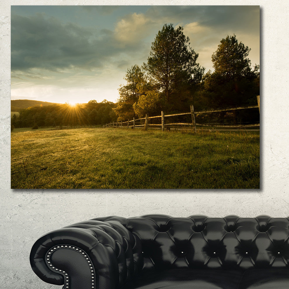 Beautiful Sunrise in the farm, Landscape Canvas Art Print, 60x40
