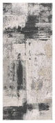 10' Gray And Ivory Abstract Dhurrie Runner Rug
