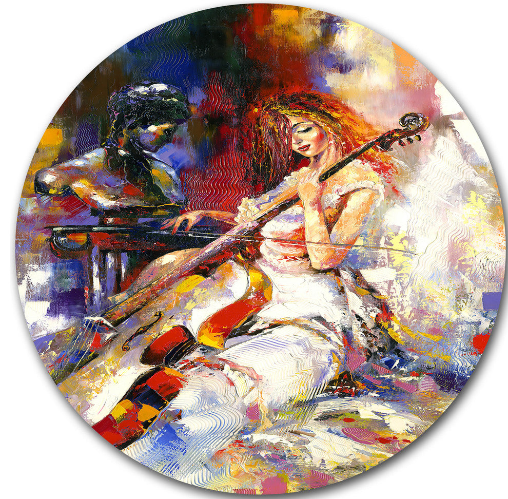 The Guitarists, Music Round Wall Art, 11"