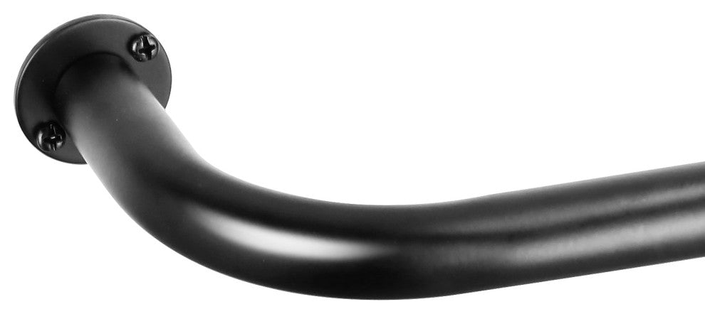 Energy Saving Wrap Around Black Out Return Adjustable Window Curtain Metal Rod, Black, 32-52"