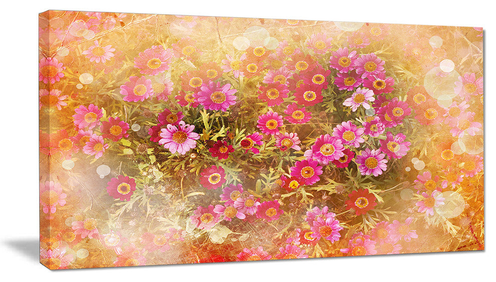 Spring Background with Little Flowers, Large Floral Canvas Artwork, 32"x16"