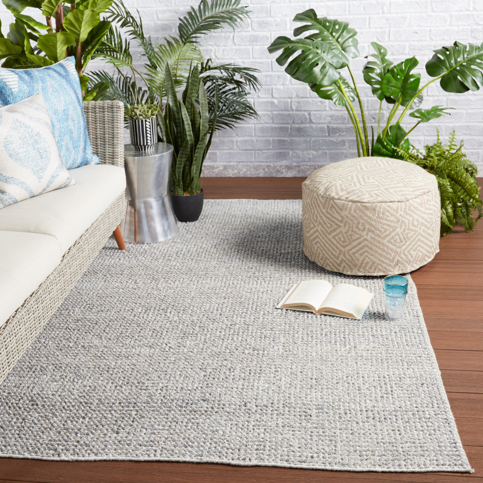 Jaipur Living Crispin Indoor/ Outdoor Solid Area Rug, Gray/Ivory, 9'x12'