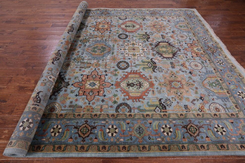 9' 1" X 12' 1" Handmade Persian Fine Serapi Wool Rug - Q11645