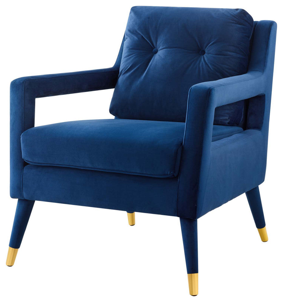 Armchair Accent Chair, Set of 2, Velvet, Blue Navy, Modern, Lounge Hospitality
