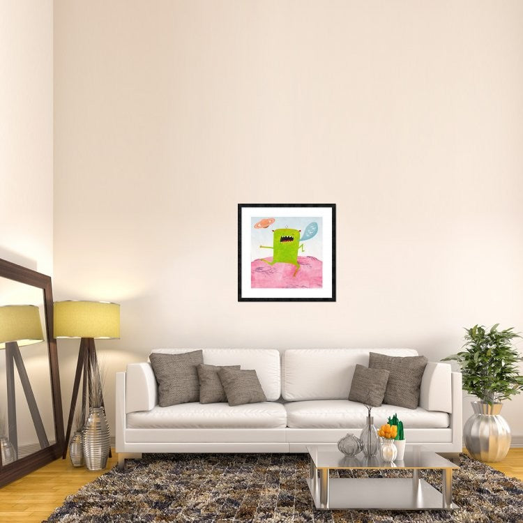 "Alien Friend Number 1" Framed Digital Print by Skip Teller, 32"x32"