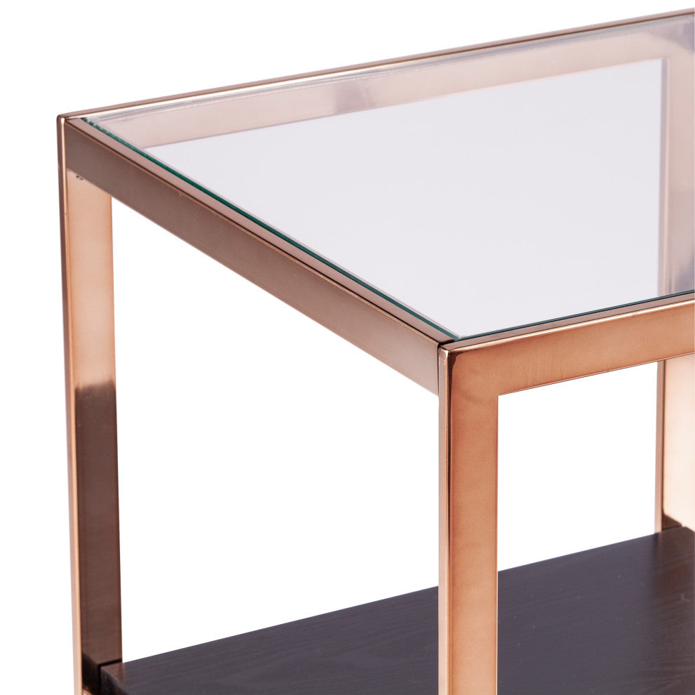 Lexington Glass-Top End Table, Champagne and Black