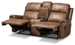 Buckley Light Brown Faux Leather Upholstered 3-Piece Reclining Living Room Set
