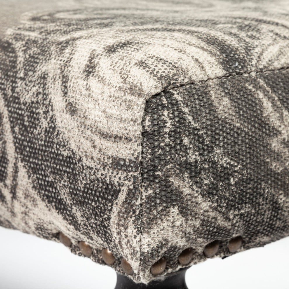 Alhambra Gray Upholstered Seat With Black Solid Wood Legs Accent Bench