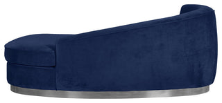 Julian Velvet Upholstered Chaise, Navy, Chrome Base