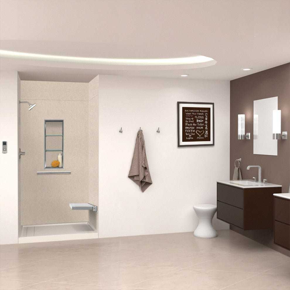 Transolid SaraMar 48"x36"x96" 6-Piece Shower Wall Kit, Cashew Velvet