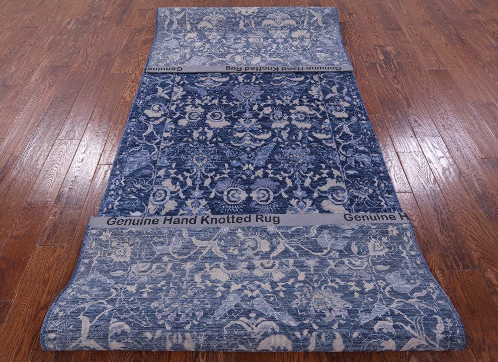 Runner Modern Handmade Wool Rug 4' 1" X 11' 10" Q11899