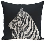 La Cebra Animal Print Pillow, Black, 18"x18"